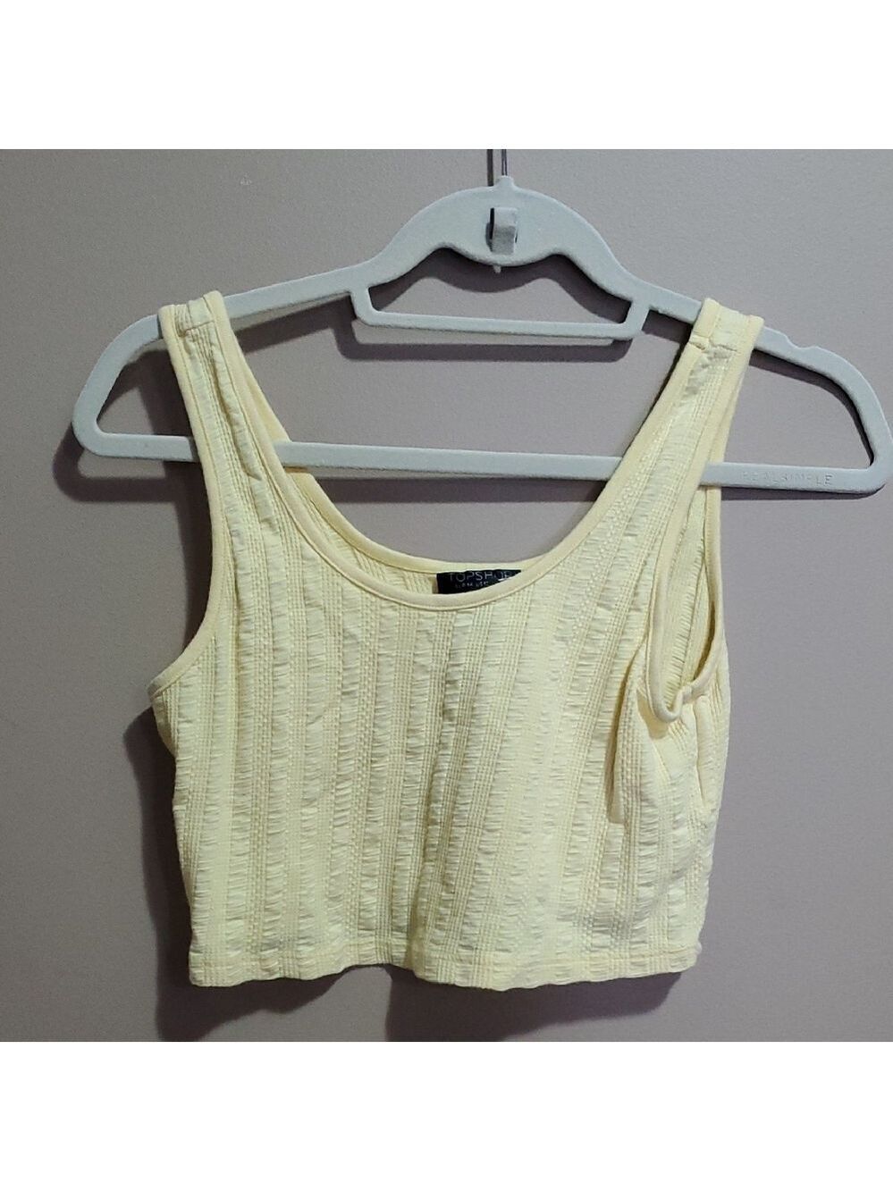 Topshop Light Yellow Ribbed Crop Top Size 12